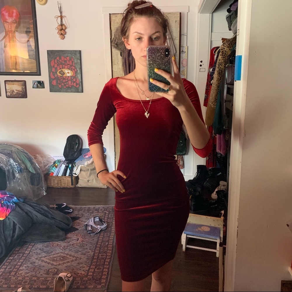 Red velvet dress